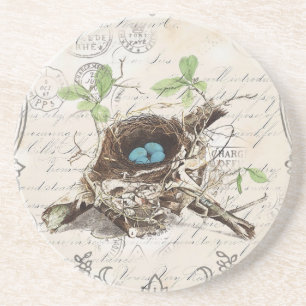 Dessous De Verre En Grès Cottage moderne vintage français pays nid d'oiseau