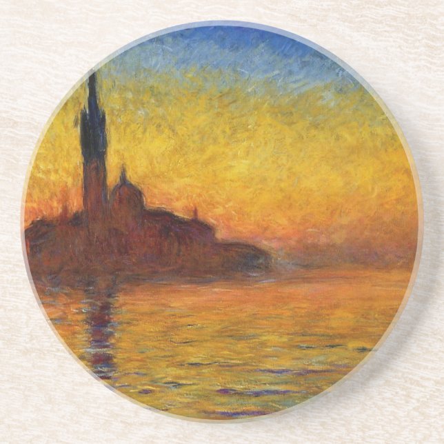 Dessous De Verre En Grès Coucher de soleil de Monet Venise Impressionnisme  (Devant)