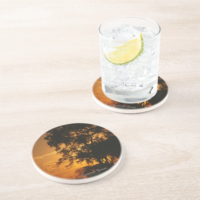 Dessous De Verre En Grès Coucher de soleil de Savannah (Côté)