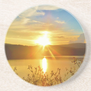 Dessous De Verre En Grès Coucher de soleil sur le lac Arrowhead