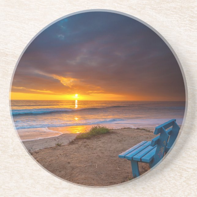 Dessous De Verre En Grès Coucher de soleil sur l'océan Pacifique (Devant)