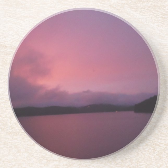 Dessous De Verre En Grès Coucher de soleil violet sur le lac Arrowhead (Devant)