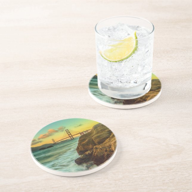 Dessous De Verre En Grès Coucher du soleil à la plage de Baker (Côté)