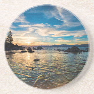 Dessous De Verre En Grès Coucher du soleil du lac Tahoe