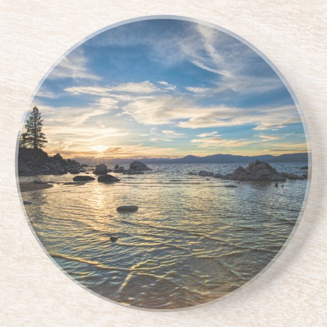 Dessous De Verre En Grès Coucher du soleil du lac Tahoe (Devant)