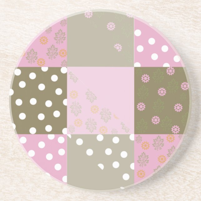 Dessous De Verre En Grès Couette rose Brown pois (Devant)