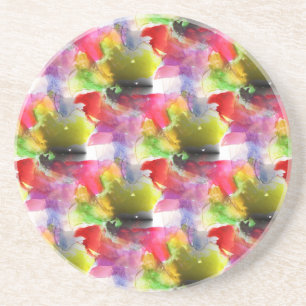 Dessous De Verre En Grès Couleur d'aquarelle rouge et jaune