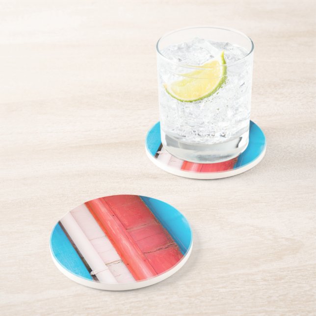 Dessous De Verre En Grès Couleurs caribéennes - abstrait (Côté)