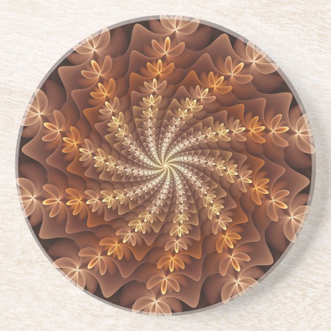 Dessous De Verre En Grès Couleurs chaudes, Trippy Moderne Motif d'art fract (Devant)