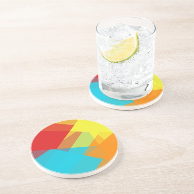 Dessous De Verre En Grès Couleurs Rétro Modernes Géométrique #14 (Côté)