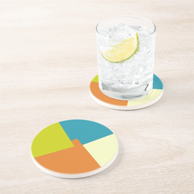 Dessous De Verre En Grès Couleurs Rétro Modernes Géométrique #40 (Côté)