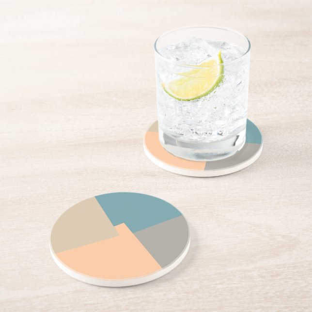 Dessous De Verre En Grès Couleurs Rétro Modernes Géométriques (Côté)