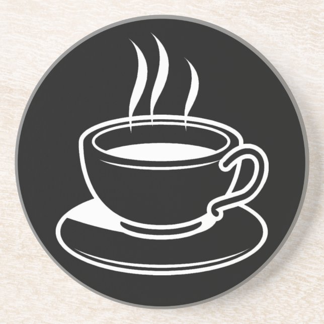 Dessous De Verre En Grès Coupe chaude de café - Noir (Devant)