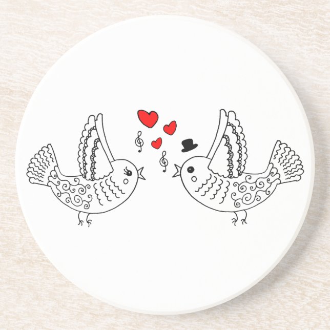 Dessous De Verre En Grès Couple d'oiseaux (Devant)