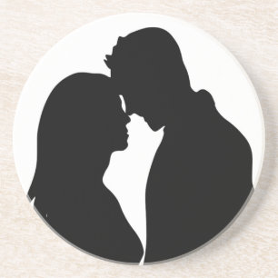 DESSOUS DE VERRE EN GRÈS COUPLE ROMANTIQUE SILHOUETTE