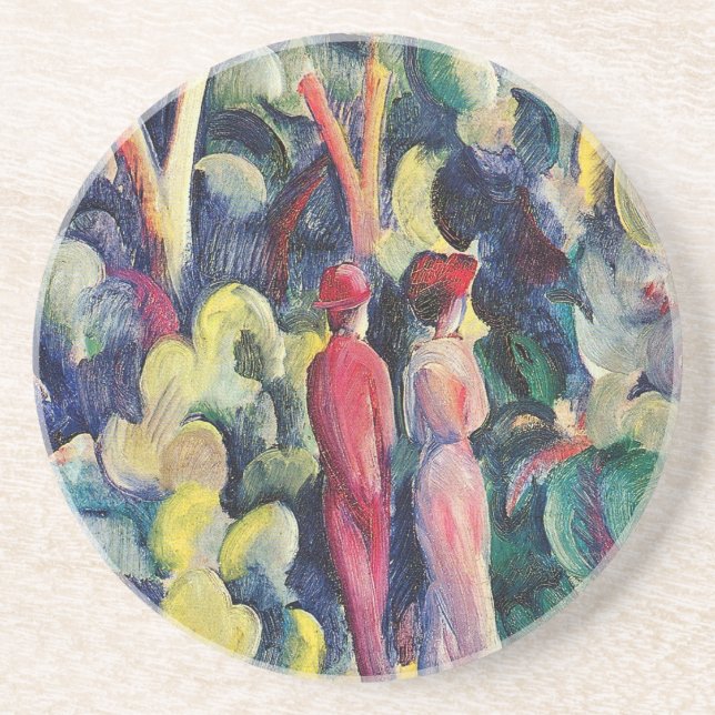 Dessous De Verre En Grès Couple sur le chemin forestier par August Macke (Devant)