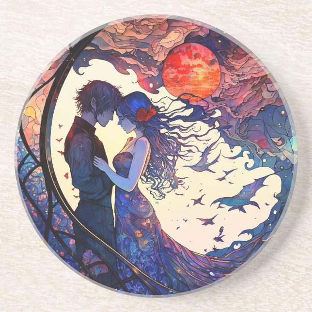 Dessous de verre en grès Couples Verre teinté Faux (Devant)