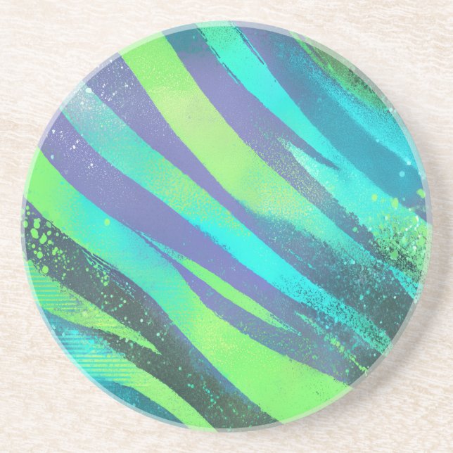 Dessous De Verre En Grès Courants de couleurs dans la lumière néonatale (Devant)