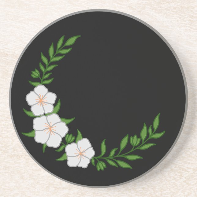 Dessous De Verre En Grès Couronne croissante magnifique de fleurs blanches (Devant)