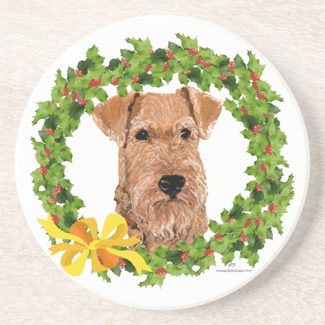 Dessous De Verre En Grès Couronne de houx Terrier Irlandais (Devant)