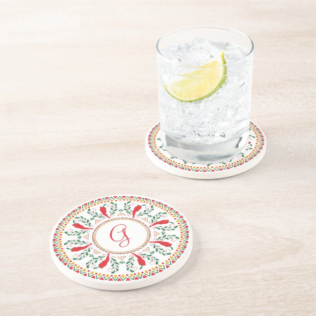 Dessous De Verre En Grès Couronne de poivre du Chili rouge (Côté)