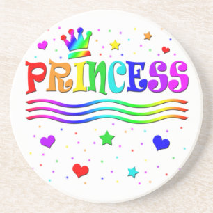 Dessous De Verre En Grès Couronne de princesse arc-en-ciel de dessin animé