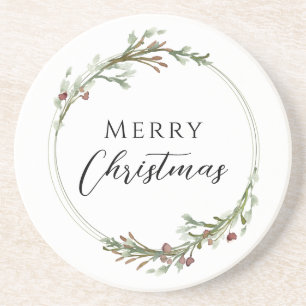 Dessous De Verre En Grès Couronne minimaliste de Noël blanc