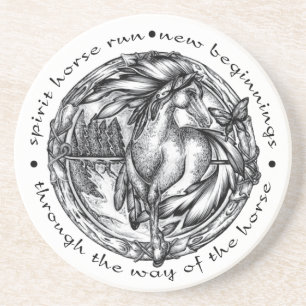 Dessous De Verre En Grès Course de cheval d'esprit