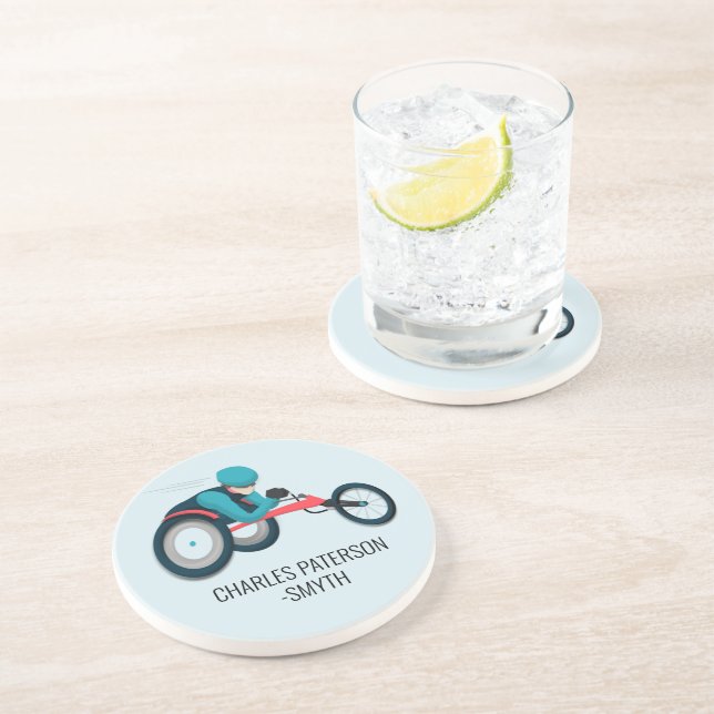 Dessous De Verre En Grès Course en fauteuil roulant (Côté)