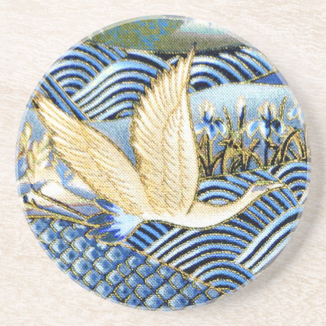 Dessous De Verre En Grès Coutume japonaise de grue (Devant)