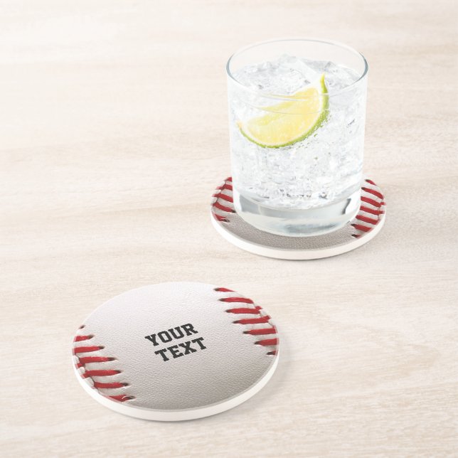 Dessous De Verre En Grès Couture Baseball Softball Texte Personnalisé (Côté)
