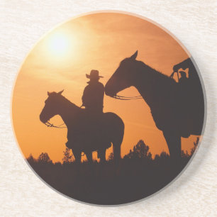 Dessous De Verre En Grès cow-boy à cheval Sandstone Coaster
