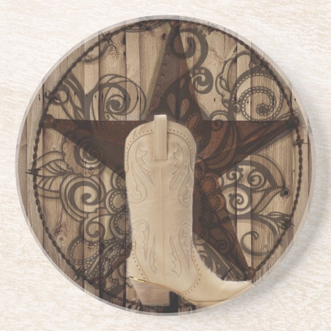 Dessous De Verre En Grès Cow-girl solitaire en bois de pays occidental (Devant)