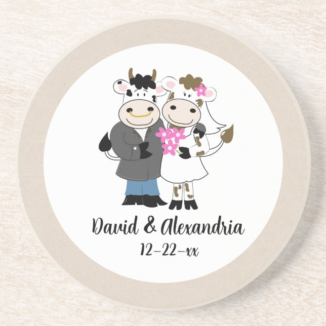 Dessous De Verre En Grès Cow Wedding Favor Decor (Devant)