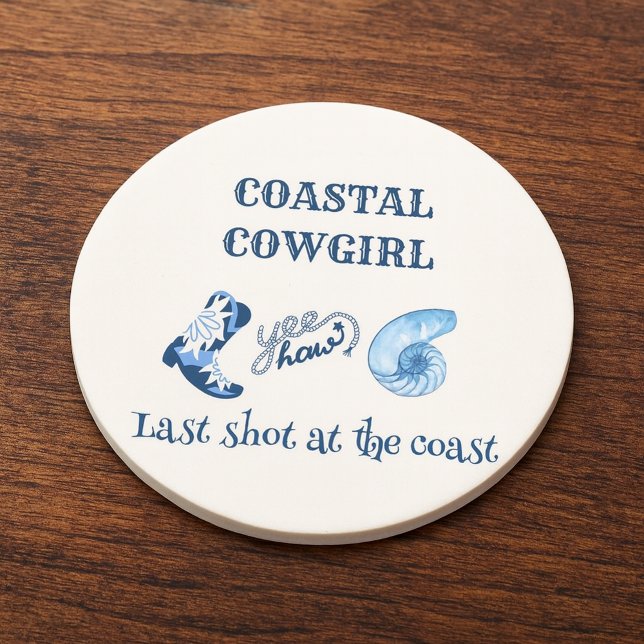 Dessous De Verre En Grès cowgirl côtière bleue (Créateur téléchargé)