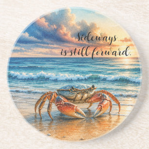 Dessous De Verre En Grès Crabe côtier à l'aquarelle sur une plage de sable 