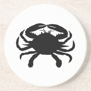 Dessous De Verre En Grès Crabe noir et blanc