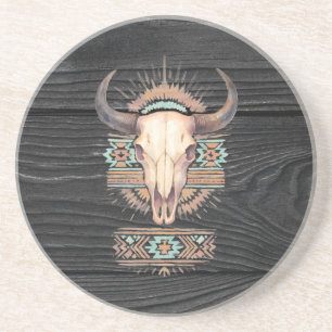 Dessous De Verre En Grès Crâne de Boho Aztec