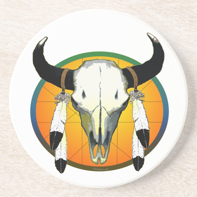 Dessous De Verre En Grès crâne de buffle (Devant)