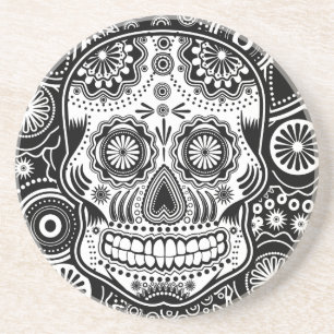 Dessous De Verre En Grès Crâne de Dia De Los Muertes Sugar