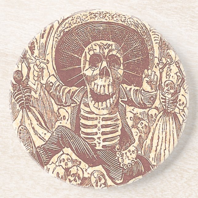 Dessous De Verre En Grès Crâne de Oaxaca, La Calavera Oaxaqueña (Devant)