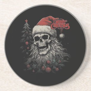 Dessous De Verre En Grès Crâne de squelette drôle de Noël joyeux Santa appa