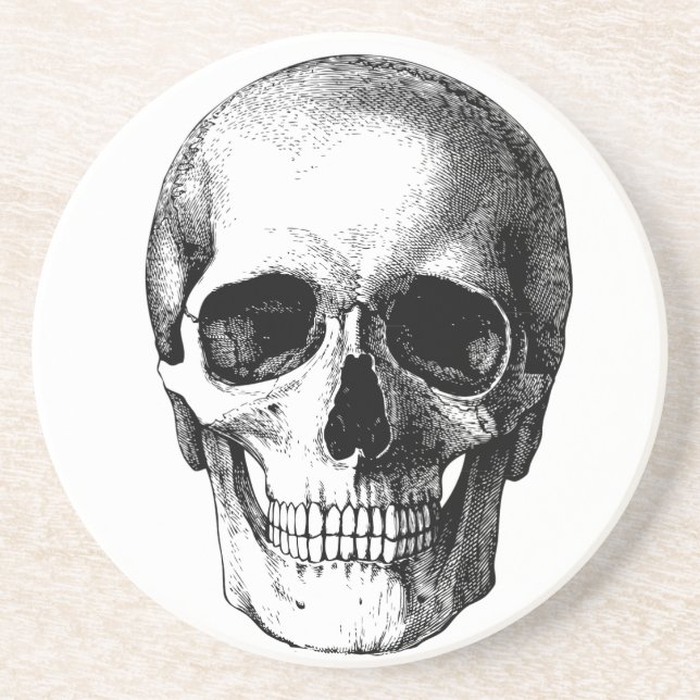 Dessous De Verre En Grès crâne et pleine lune effrayants (Devant)