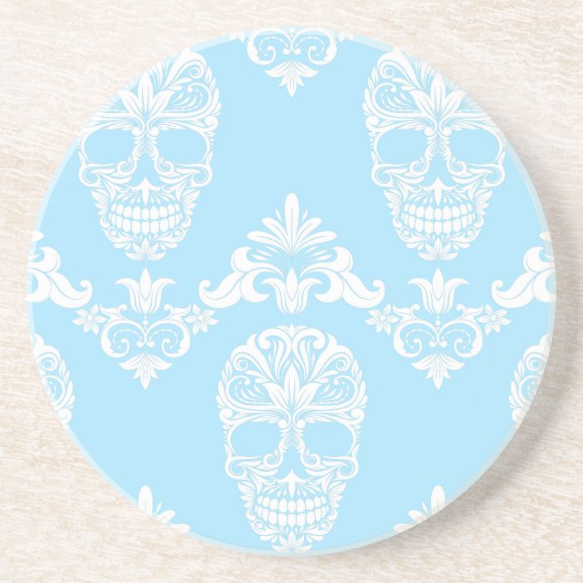 Dessous De Verre En Grès crâne victorien bleu (Devant)