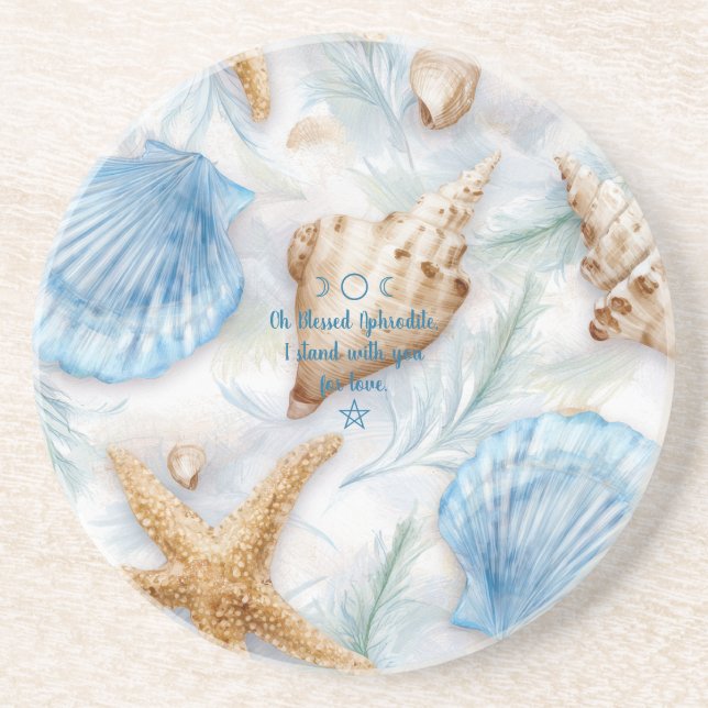 Dessous De Verre En Grès Créez vos propres coquilles bleues Aphrodite (Devant)