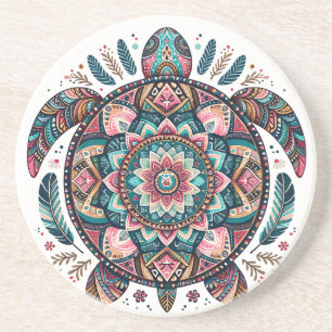 Dessous De Verre En Grès Créez Votre Propre Mandala Boho Totémique de Tortu