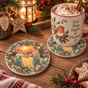Dessous De Verre En Grès Créez votre propre photo de famille de Noël