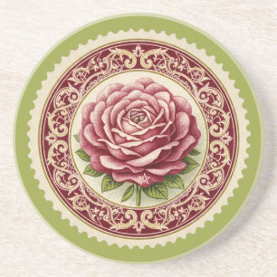 Dessous De Verre En Grès Créez Votre Propre Tampon de Rose Rose Victorienne