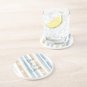 Dessous De Verre En Grès Crème Beige Bleu Noël Flocons de Neige Rayures