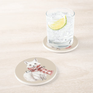 Dessous De Verre En Grès Crème de Noël Rouge Blanc Peppermenthe Renard et C